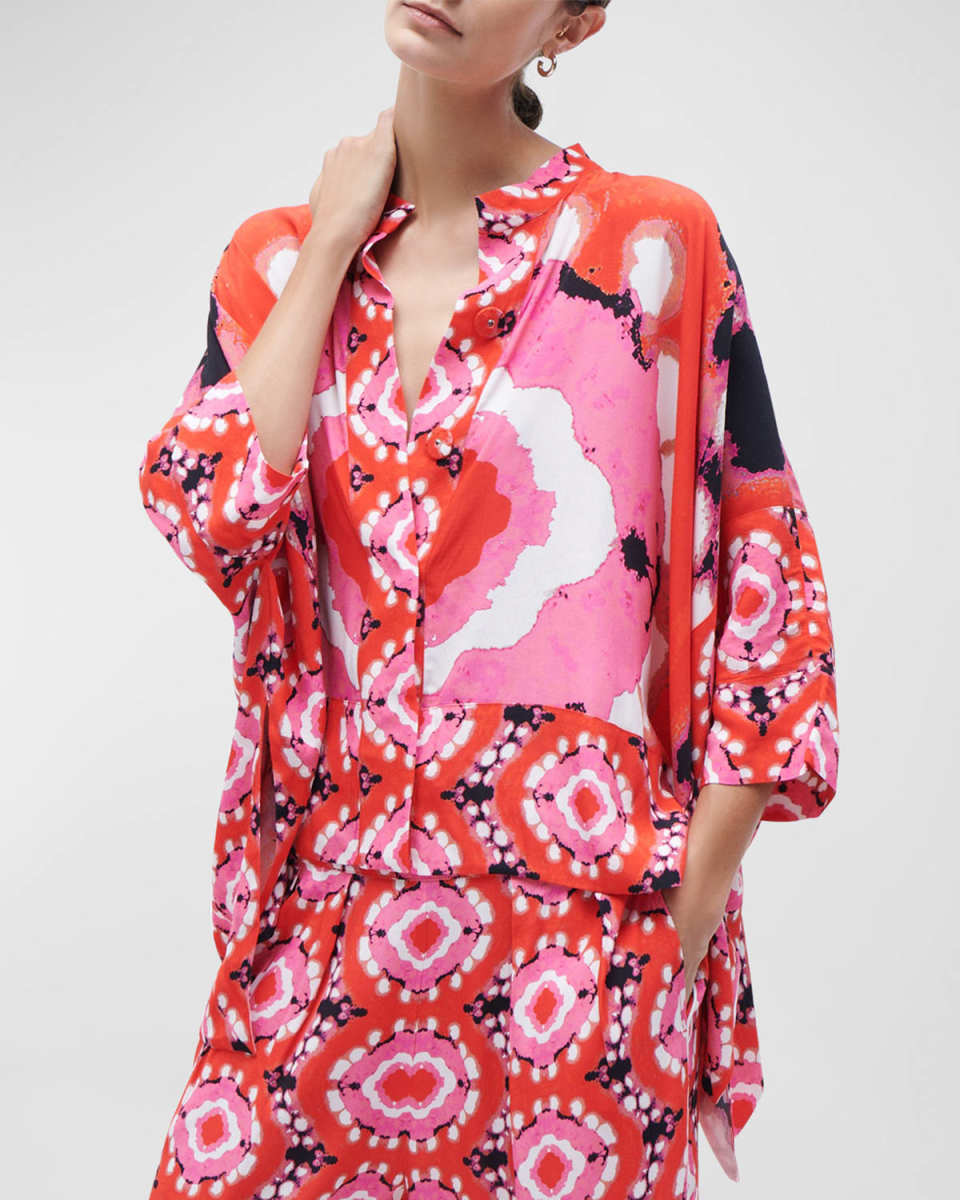 Warwick Border-Print Handkerchief Top